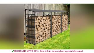 Heavy Duty Tall Metal Firewood Rack Stand with Top Cover Fireplace Wood Storage Stacking Holder for