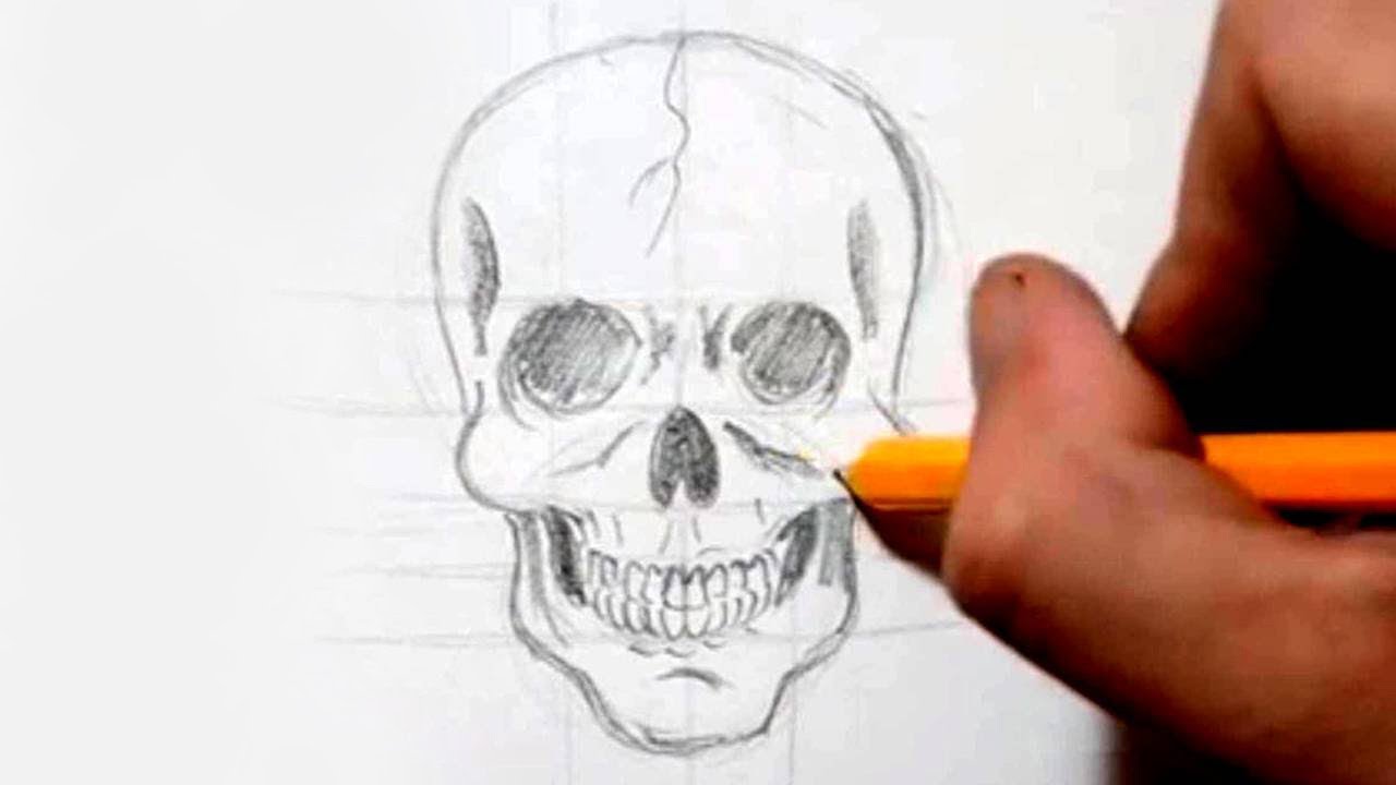 How To Draw A Skull In Under 4 Minutes - Speed Drawing - YouTube