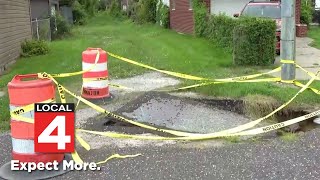 Growing sinkhole disrupts neighborhood on Detroit's east side