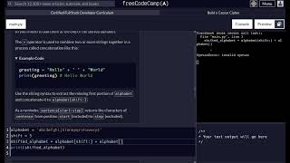 FreeCodeCamp - Python Project - Step 4 of 25 - Caesar Cipher