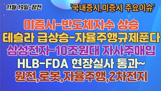 HLB-FDA 현장실사 통과/셀트리온/에코프로/포스코/삼성전자-10조 자사주매입효과/우리기술, 원전 독점 기술 기반 SMR 분야 첫 수주/트럼프 자율주행 규제푼다/