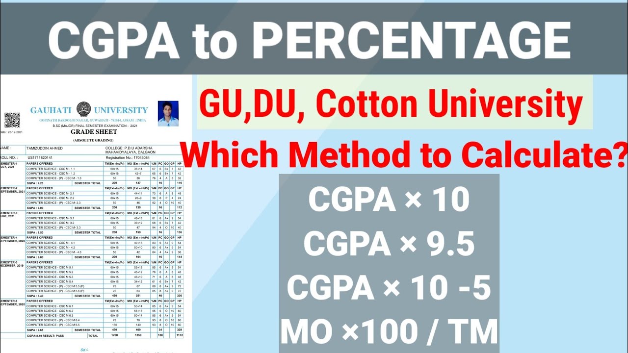 CGPA To Percentage || CGPA Calculation || Percentage Calculation ...