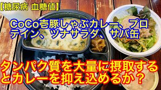 【糖尿病 リアル食事例】CoCo壱豚しゃぶカレー、プロテイン、ツナサラダ、サバ缶タンパク質を大量に摂取すると血糖値はどうなる？