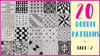 20 EASY DOODLE PATTERNS - PART : 2 | Step by Step | Zentangle patterns