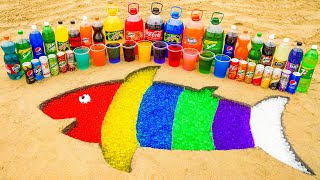 Experiment: How to make Rainbow Shark with Orbeez, Big Fanta, Coca Cola vs Mentos and Popular Sodas