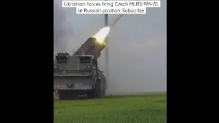 Ukrainian forces firing Czech MLRS RM-70 at Russian position. Russia Ukraine war