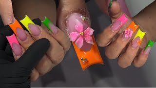 Summer Acrylic Nails, The Perfect Neon Colors ☀️🌻