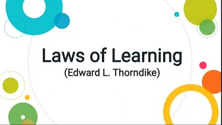 Primary and Secondary Laws of Learning with examples (Edward L. Thorndike) Psychology/Urdu/Hindi