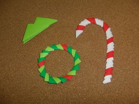 Daily Origami: 161 - Christmas - Wreath and Candy Cane Daily Origami: 161 - Christmas - Wreath and Candy Cane