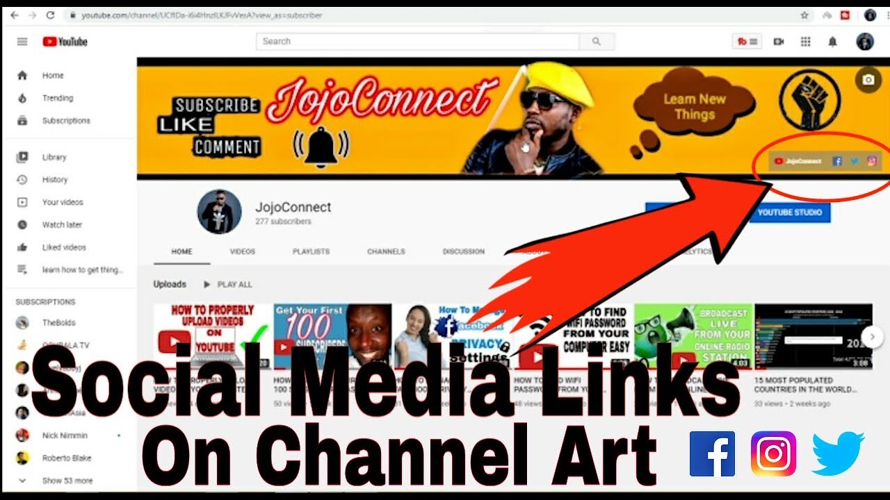 How To Add Social Media Links On Channel Art 2020 Clickable