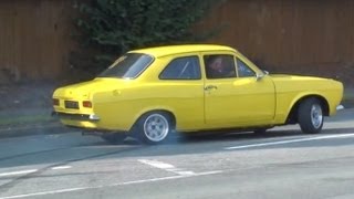 CLOSE CALL! - Mk1 Escort Leaving a Car Meet Sideways!!