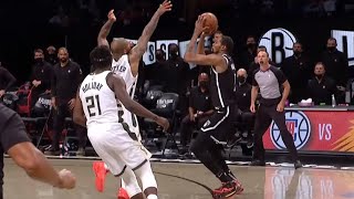 Kevin Durant crazy game tying buzzer to send it to over time Nets vs Bucks Nba playoffs game 7