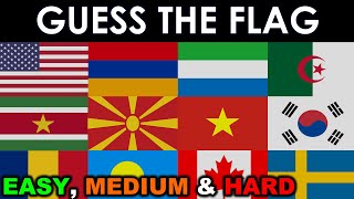 Guess The Flag Quiz | 55 Countries with Easy, Medium and Hard Levels