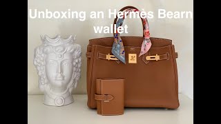 Unboxing an Hermès Bearn Compact Combine Tri-fold Wallet in gold