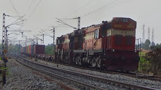 Diesel Locomotive Action || GTL/WDM-3A/16706R + GTL/WDM/3D/11565  hauling Container freight Train