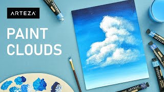 How To Paint Clouds With Acrylics For Beginners | Sky Painting (EASY) 🎨