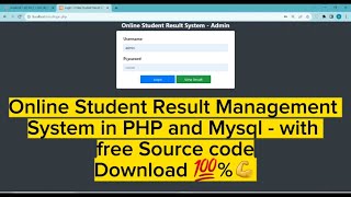 Online Student Result Management System in PHP and Mysql with free Source code 💯 Download 🔥💯💪