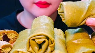 ASMR, Mukbang, Green Tea Crepe Cake, Mochi Eating Sound 그린티 크레이프 케이크, 모찌 이팅 사운드 @ribongasmr4431