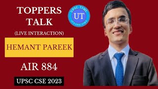 UPSC Topper Hemant Pareek (AIR 884) Live Interaction l Toppers Talk l UPSC TIME