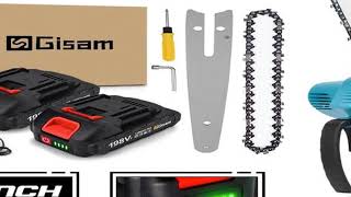 Gisam 8 Inch Brushless Chain Saw Cordless Mini Handheld Pruning Saw Woodworking Electric Saw Cutting