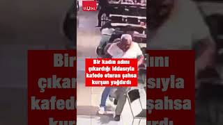 Aksaray'da bir kadın adını çıkardığını iddia ettiği kişiyi kafede basıp silah çekti #shorts #keşfet