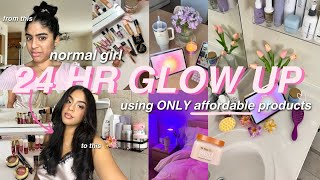 How to GLOW UP in 24 hrs using ONLY affordable products *at home*| everything shower, lashes, \u0026 more