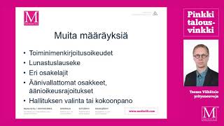 Mediatilin Pinkki Talousvinkki 31.3. - yhtiöjärjestys