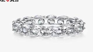 OEVAS 100% 925 Sterling Silver 5*7mm Oval Cut Full Eternity Ring For Women Sparking High C