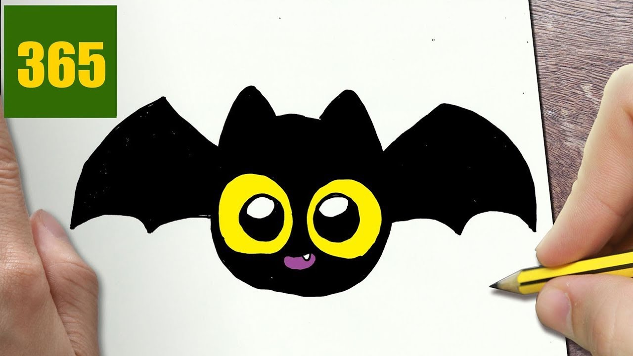 HOW TO DRAW A HALLOWEEN BAT CUTE, Easy Step By Step Drawing Lessons For Kids - YouTube