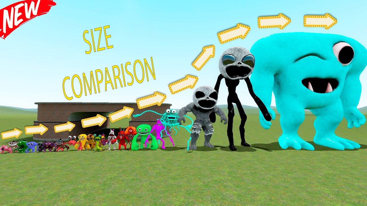 SIZE COMPARISON NEW ALL GARTEN OF BANBAN FAMILY In Garry's Mod! - YouTube