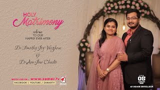 Dr.TIMOTHY JOY VARGHESE weds Dr.ANU JOSE CHACKO ! Wedding Ceremony On 05.JAN.2022 at Beach Hotel,KLM