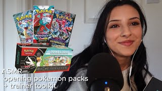 ASMR | whispered Pokémon tcg pack opening + trainer toolkit!