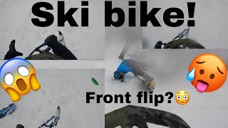 Ski biking with a fresh foot of snow! #SNOW DAY!😱🥶#SkiBiking