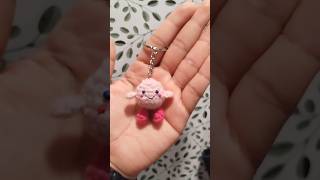 Small crochet Kirby Amigurumi keychain #crochet #fiberart #yarn