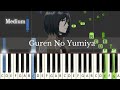 Attack on Titan Op 1 Guren No Yumiya (Medium Piano Tutorial) | Sheet Music + MIDI file