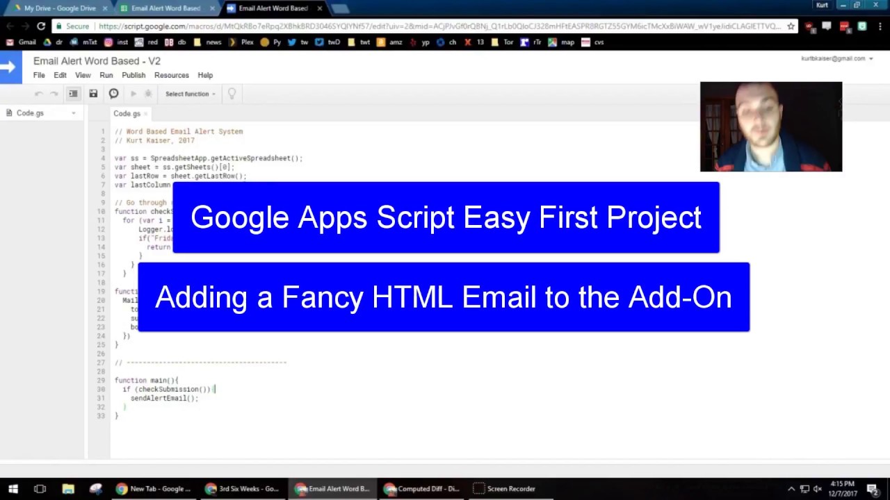 Google Apps Script Easy First Project - How To Add HTML Email ...