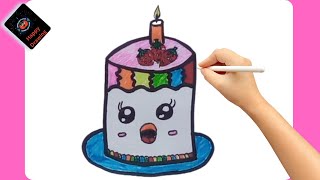 How to draw a birthday cake 🎂 for the kids |Birthday Cake Drawing | Easy step drawings