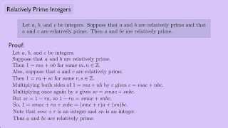 (Abstract Algebra 1) Relatively Prime Integers