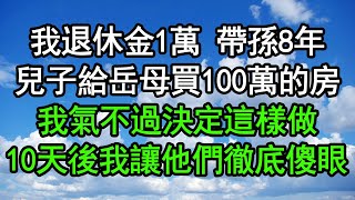 我退休金1萬 帶孫8年，兒子給岳母買100萬的房，我氣不過決定這樣做，10天後我讓他們徹底傻眼#深夜淺讀 #為人處世 #生活經驗 #情感故事