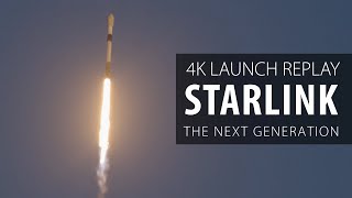 4K Replay: SpaceX Falcon 9 launches next generation Starlinks at sunset (natural sound)