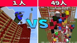 最強の要塞に籠る１人 vs アホみたいに攻める49人 -マインクラフト攻城戦【KUN】