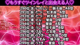 【もうすぐツインレイと出会える人】干支×星座×血液型ランキングTOP576 TOP100恋愛運 誕生日占い