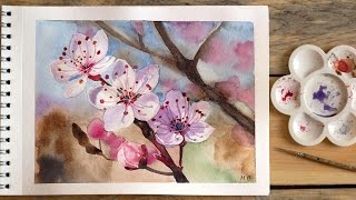 Drawing Watercolor Flowers  Рисуем цветы акварелью \