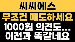 씨씨에스 주가전망 - 무조건 매도, 1천원 의견도.. 전 하락과 같다