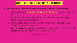 LESSON NOTES: Annotated Bibliography & MLA Citations Overview