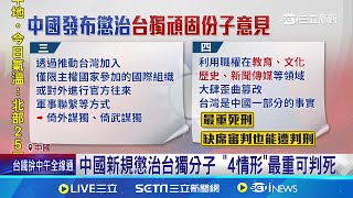 中懲戒台獨最重判死! 陸委會:中共法律對台無拘束力 綠質疑中制裁台獨與覆議案表決同天! 藍批扣紅帽│記者 廖品鈞 江文賢 │【國際局勢】20240622│三立iNEWS