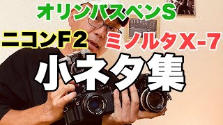 フィルムカメラの小ネタ集です。ニコンF2、ミノルタX-7、オリンパスペンSが登場します。