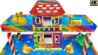 DIY - Build Modern Forest House For Duck With Twin Swimming Pools From Magnetic Balls (Satisfying)