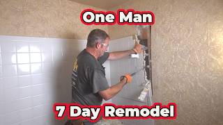 WOW! One Man Remodels an Ugly Bathroom in 7 Days! | Start to Finish Timelapse