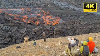 Lava spilling over the older lava south of the volcano. Seen from close. 26.07.23